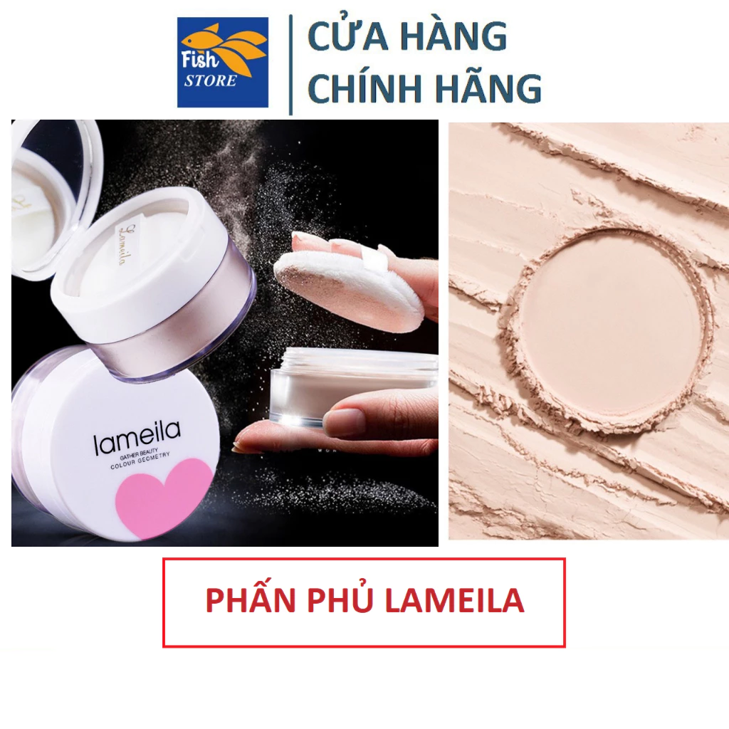 Phấn Phủ Dạng Bột Kiềm Dầu Lameila Thiết Kế Vỏ Họa Tiết Trái Tim