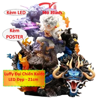 Mô Hình Luffy Gear 5 đại chiến kaido có LED mây đẹp - Cao 21cm - nặng 1kg  - Vũ mô hình OnePiece