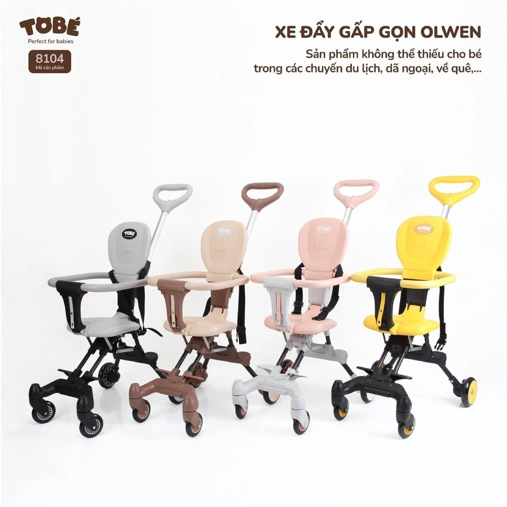 Xe đẩy Olwen Plus Tobé đảo chiều siêu gấp gọn  tiện lợi 8113 (không mái/không đệm)