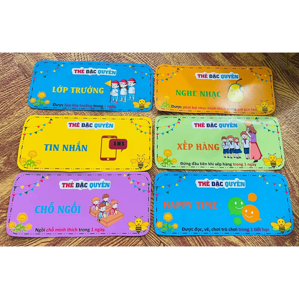 Set "Thẻ đặc quyền" - 9x20cm. Chiếc thẻ quyền lực trong vòng 1 ngày. Phần thưởng tinh thần giúp các con phấn đấu hơn.