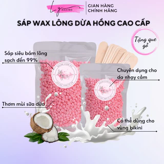 Sáp Wax Lông nóng hương Sữa Dừa Hồng cao cấp LY WAXING siêu bám lông, chuyên dụng triệt lông nách, bikini tặng que gạt