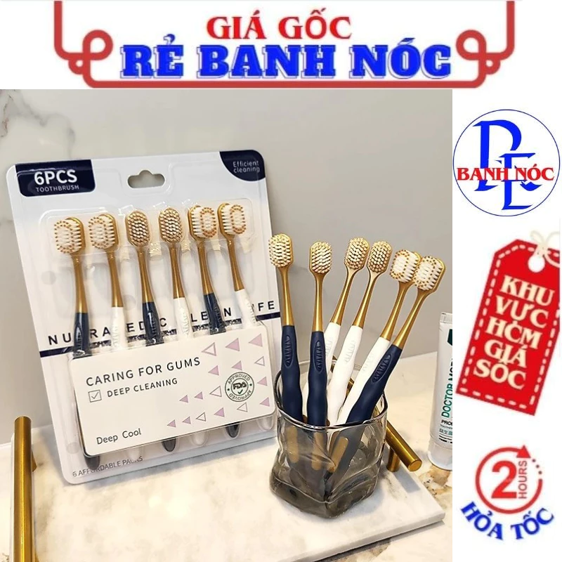 Set 6 Bàn Chải Đánh Răng Lông Tơ Mềm Mịn Không Đau Nướu Chải Êm - Bàn Chải Răng Lông Mịn Chăm Sóc Răng Miệng Cho Bé