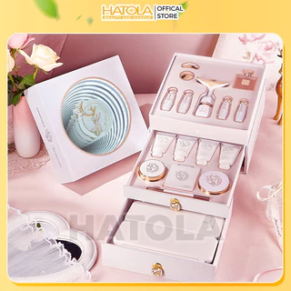 Bộ trang điểm nai trắng CAO CẤP 3 tầng set makeup đầy đủ cho mọi loại da gồm GƯƠNG kèm sạc, máy rửa mặt, đồ makeupHatola