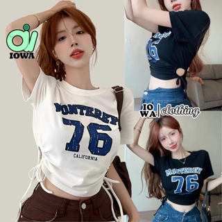 Áo Croptop MONTEREY 76 Chất Thun Borip Kiểu In Hình Sexy, Áo Thun Nữ Ôm Body Đẹp Tôn Dáng IOWA