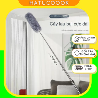 Chổi quét mạng nhện,chổi quét trần HATUCOOK chất liệu cán chổi tự inox 304 không gỉ, độ dài 2,8m,đầu chổi mềm uốn cong