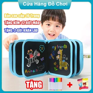 [14 trang] Sách vẽ tự xóa chất liệu vải Graffiti - Combo Sách vẽ + bút viết tự xóa cho bé Tặng Kèm12 Bút