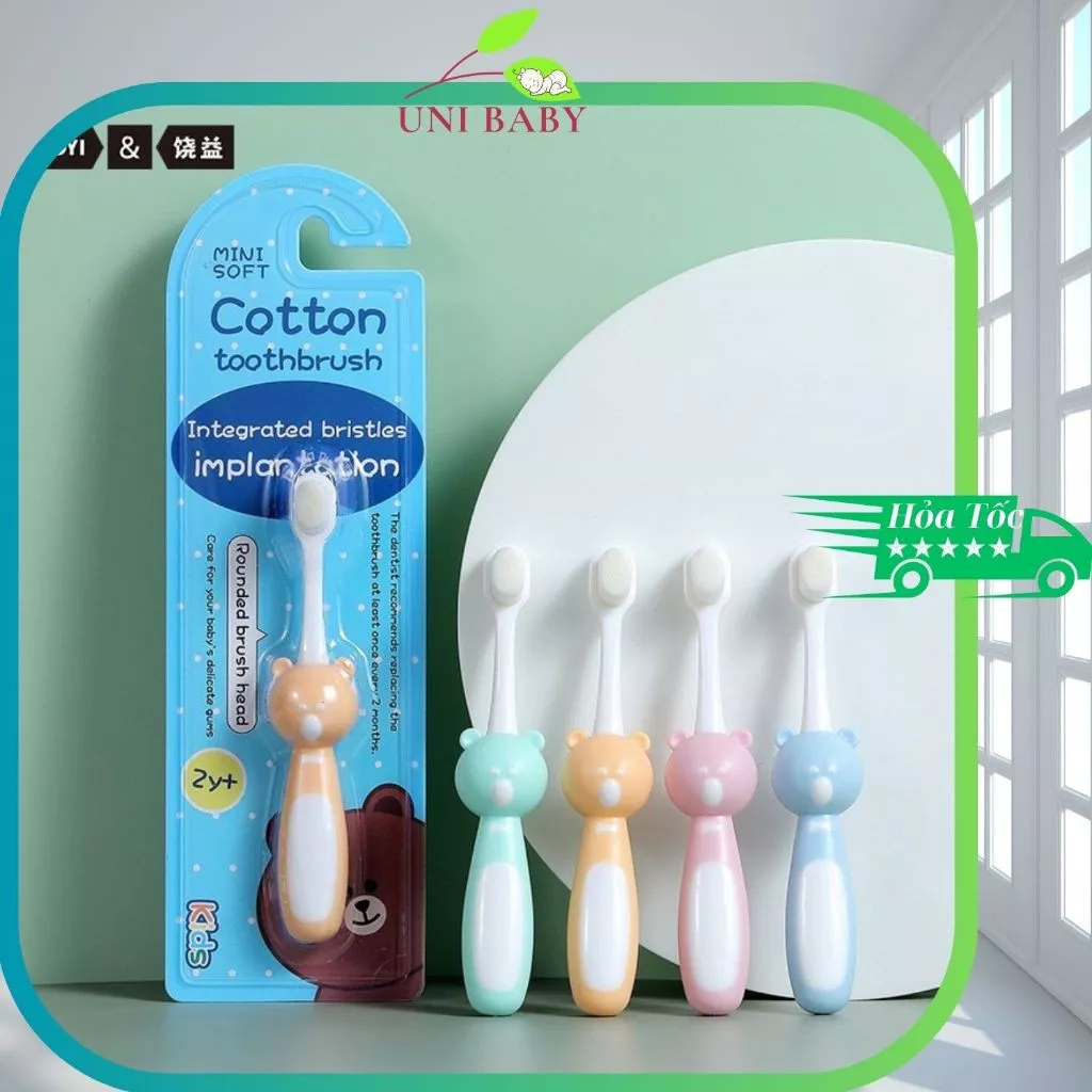 Bàn chải đánh răng cho bé lông mềm hình Gấu dễ thương cho bé từ 2-10 tuồi shop Uni Baby