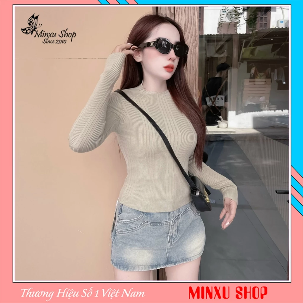 Áo Len Dài Tay Sọc Gân Chất Len Đanh Lì, Kiểu Dáng Mới Lạ Trẻ Trung QC Minxu Shop PG71