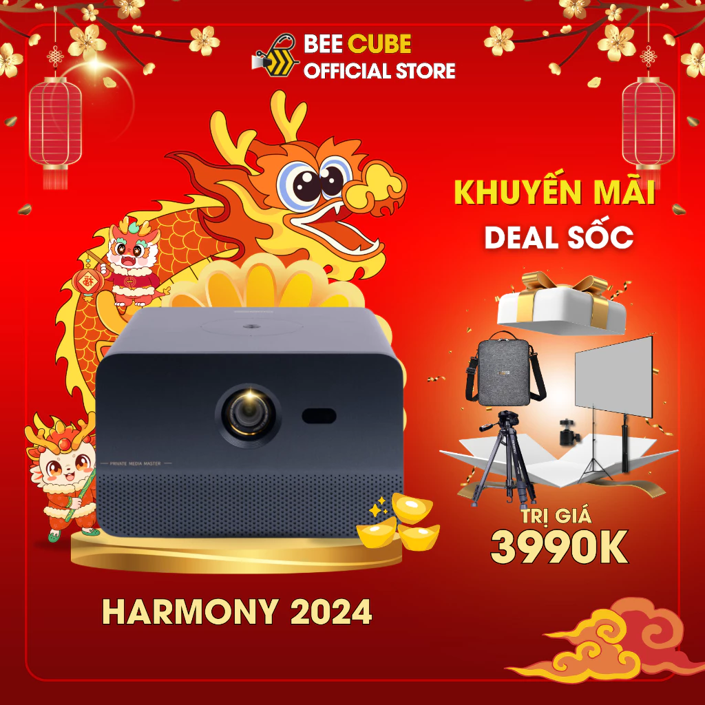 Máy Chiếu Mini Beecube Harmony - Độ Sáng Cực Cao, Cực Nét - Full Kết Nối