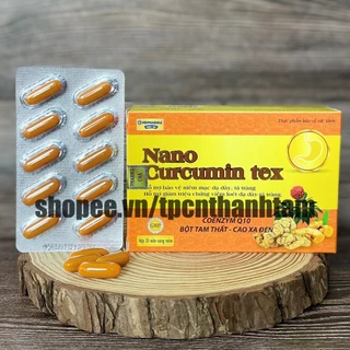 Viên tinh nghệ Nano Curcumin Gold Tex Tam Thất Xạ Đen giảm đau dạ dày, trào ngược, ợ chua, khó tiêu   - Hộp 30 viên