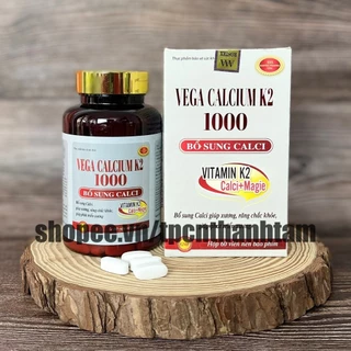 Bổ sung canxi VEGA CALCIUM K2 magie, vitamin k2 mk7 giúp xương, răng chắc khỏe, trẻ phát triển chiều cao - Lọ 60 viên