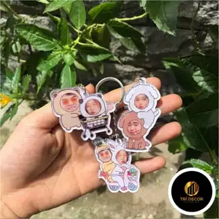 Móc khóa đôi in hình chibi dễ thương cặp đôi theo yêu cầu chất liệu mica - trí decor shop