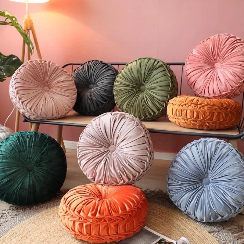gối tựa lưng sofa -đệm ngồi bệt hình tròn bánh xe sang chảnh,vải nỉ nhung cao cấp(38cm)