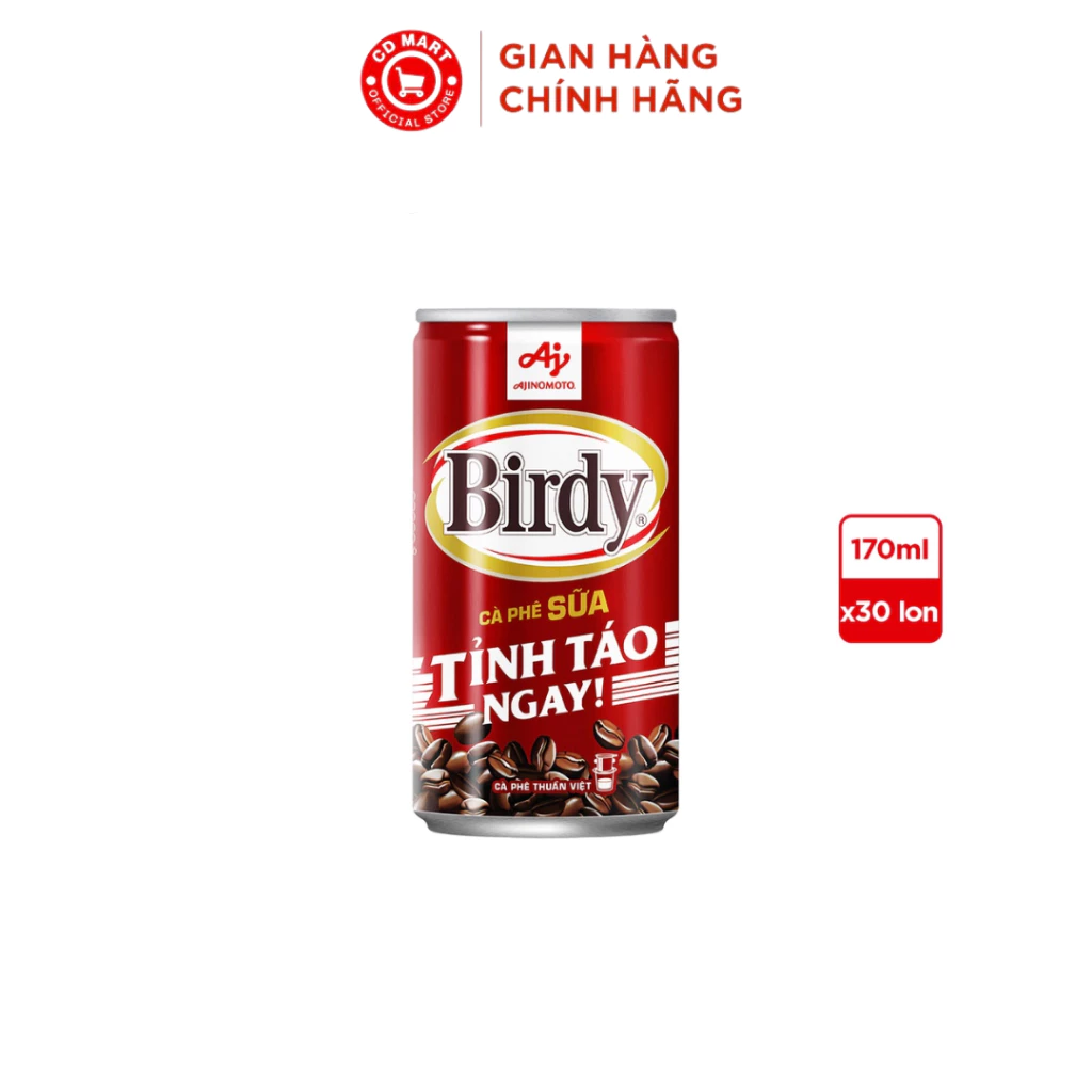 Thùng 30 Lon Cà Phê Birdy® Sữa 170ml/Lon (bao bì mới giảm đường)