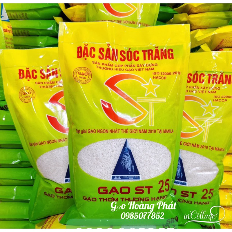 Gạo ST25 Ngon Nhất Thế Giới -Bao 5kg.(Bao nilong ép nhiệt).