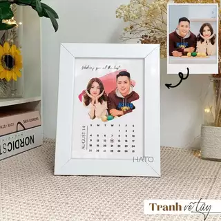 Khung Tranh Chân Dung Vẽ Tay Theo Yêu Cầu Làm Quà Tặng Sinh Nhật, Quà Tặng Bạn Gái Để Bàn Size 22X16 cm