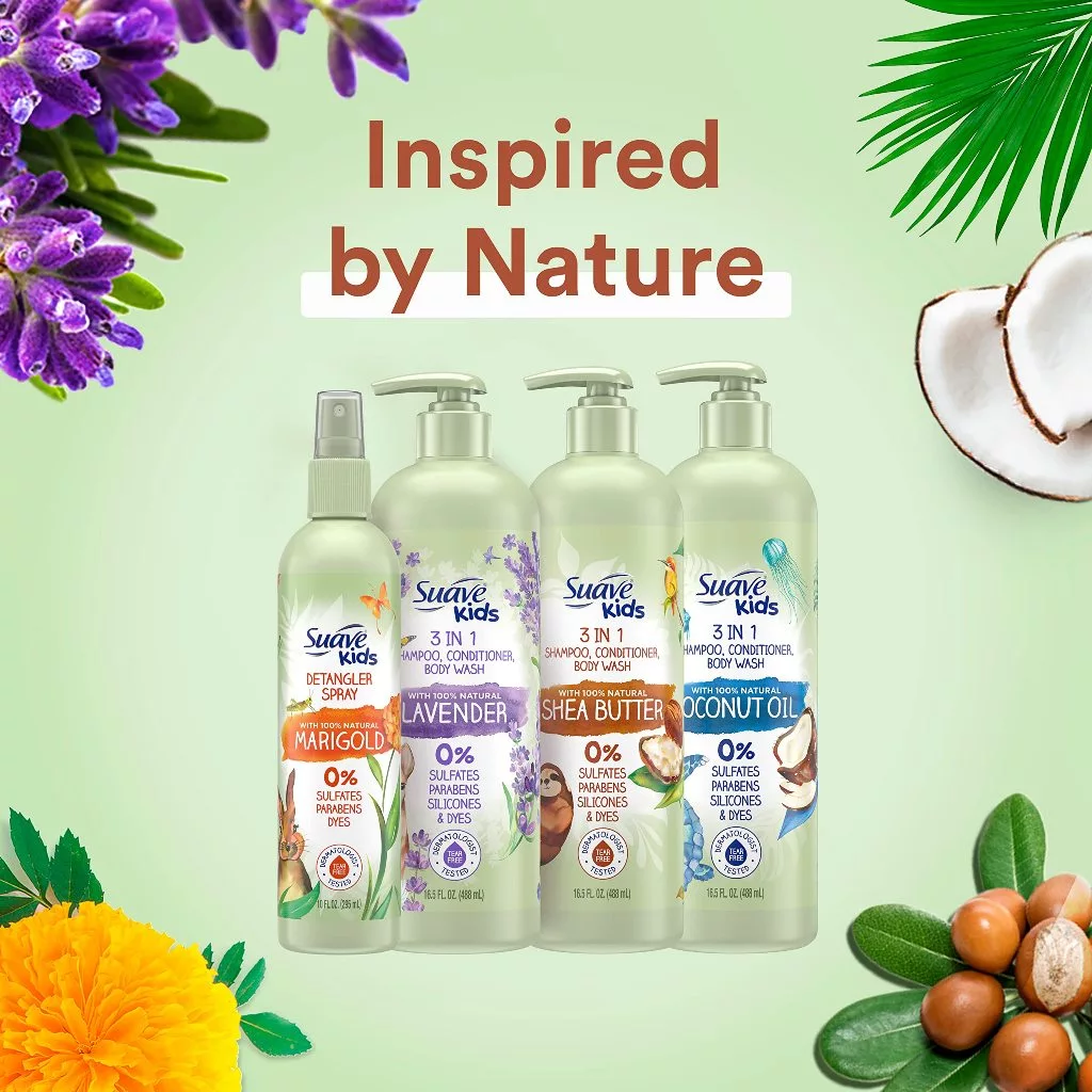 Dầu tắm, gội & xả Suave Kids 3in1 Shampoo, Conditioner, Body Wash With Coconut Oil/Shea Butter 488ml (Mỹ)