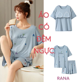 Bộ quần áo mặc nhà RaNa có đệm ngực vải modal cotton bông tự nhiên thun lạnh mềm mịn êm ái thoáng mát