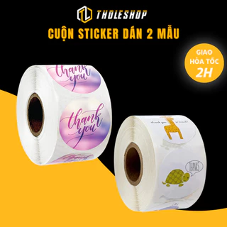 Tem Dán Trang Trí - Cuộn 500 Sticker Dán Trang Trí Túi Bánh Quy, Hộp CupCake Tholeshop 9375