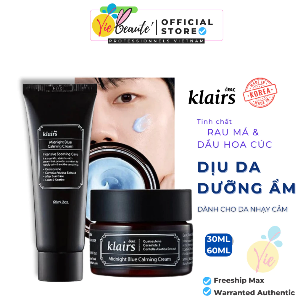 Kem Dưỡng Ẩm Klairs Làm Dịu & Phục Hồi Da Ban Đêm Midnight Blue Calming Cream [30ml - 60ml]