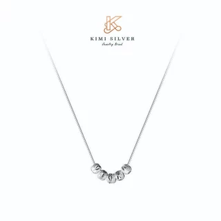 Dây chuyền bạc nữ  năm viên bi bạc chốt điều chỉnh dài ngắn Kimi Silver