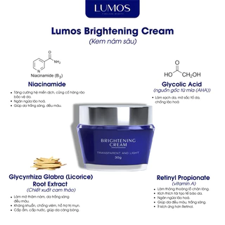 Lumos BRIGHTENING CREAM - kem dưỡng phục hồi da nám chân sâu 30G