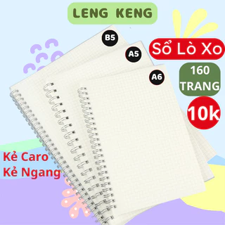 Sổ lò xo inox không gỉ LENG KENG 160 trang, sổ tay ghi chép còng khổ A4 A5 B5 sổ planner bullet journal