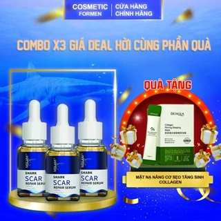 Combo X3 Deal siêu hời SHARK SCAR tặng mặt na Collagen - Cosmetic Formen giúp giảm sẹo rỗ, sẹo do mụn