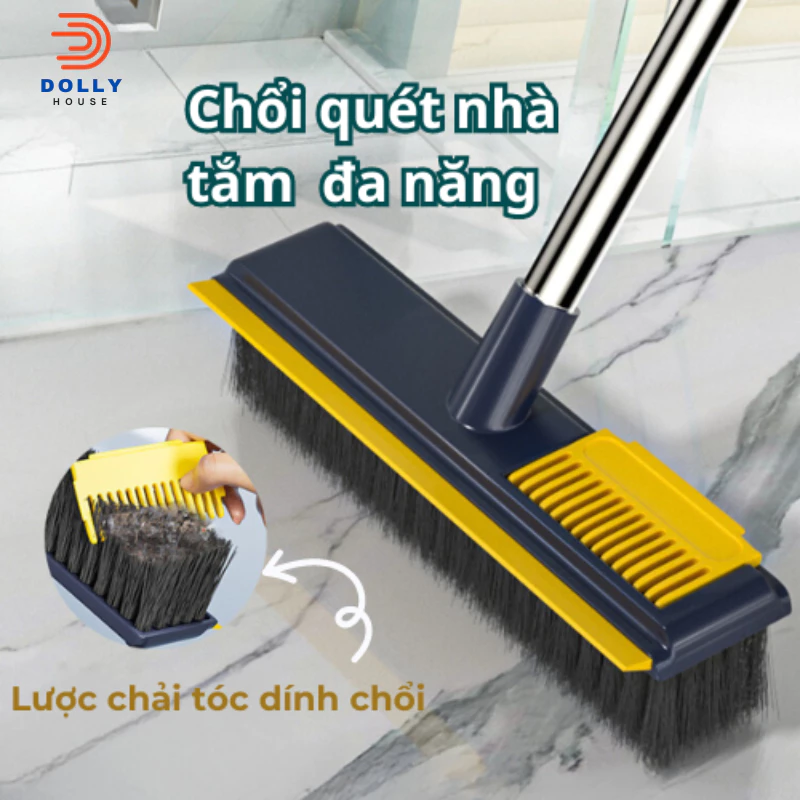 Cây Chà Sàn Nhà Tắm Thông Minh Có Đầu Gạt Nước Và Chổi Gỡ Tóc, Đánh Bay Mọi Vết Bản Dính Trên Sàn Dolly House