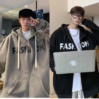 Áo khoác nữ nam hoodie phom rộng dày dặn chất nỉ có mũ lót bông khóa kéo freesize in fashtion