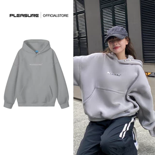 Áo hoodie PLEASURE tráng Gương Bạc/Grey form rộng mũ 2 lớp tay phồng chất nỉ bông 100%cotton premium PL08.