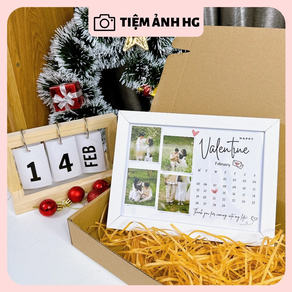 (TẶNG HỘP)Khung ảnh thiết kế theo yêu cầu làm quà tặng noel, sinh nhật, kỉ niệm  TẶNG KÈM ĐÈN LED - Tiệm ảnh HG