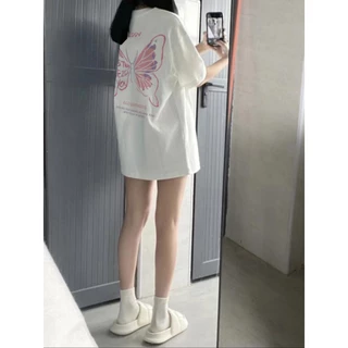 Focus local brand trắng y2k butterfly áo thun unisex form rộng cổ tròn unisex tee basic 100%cotton