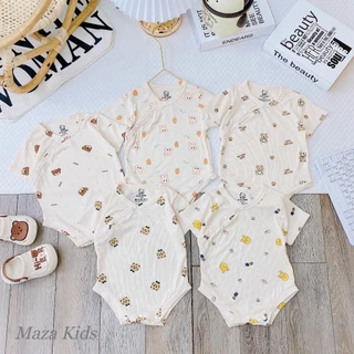 (01 BỘ & COMBO 03 BỘ)BODY CHIP CỘC TAY MAZAKIDS CHẤT THUN TĂM CO GIÃN 4 CHIỀU, HỌA TIẾT XINH XẮN cho bé 3-9kg