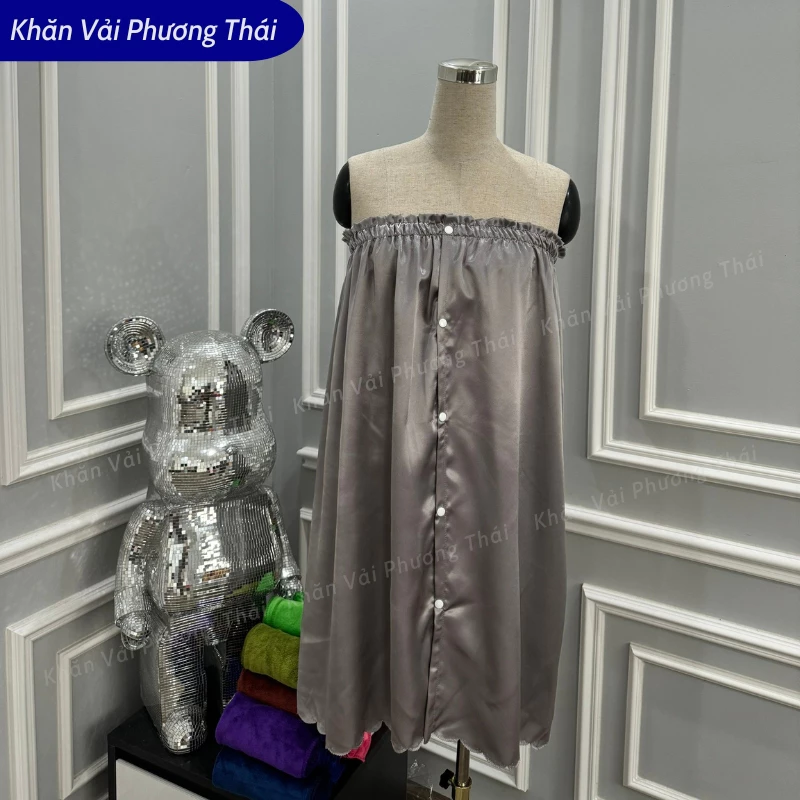 Váy quây lụa có cúc mở lưng, váy quây massage spa hàng LOẠI 1