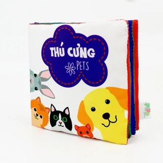 Sách Vải Thú Cưng - Cho Bé Phát Triển Tư Duy, An Toàn Cho Trẻ Sơ Sinh Và Trẻ Nhỏ 12x12cm - Hiệu PipoVietnam