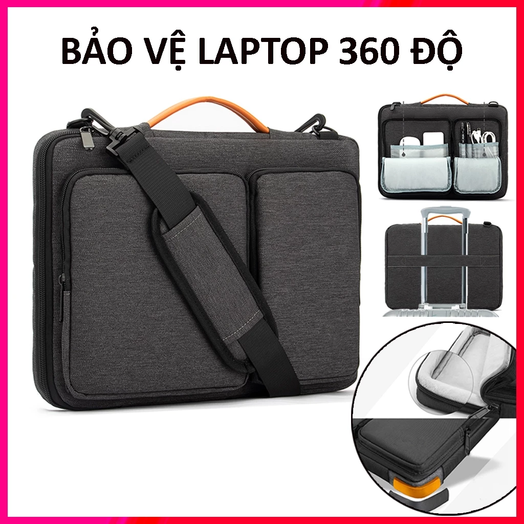 Túi Chống Sốc Laptop Bảo Vệ 360 Độ, Túi Đựng Laptop 15.6 inch Đeo Chéo, Cặp Đựng Máy Tính Macbook Pro M1 13 inch 16 inch