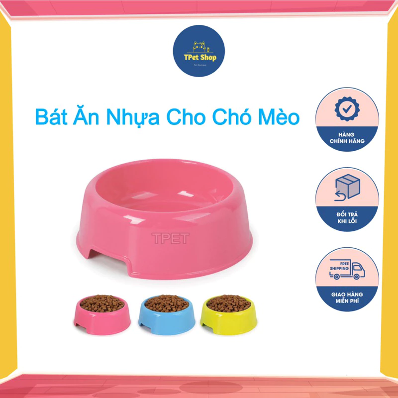 Bát ăn nhựa đơn cho thú cưng - Chén cho chó mèo nhiều màu sắc | Tpetshop