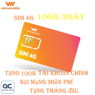 Sim 4G vietnamobile 300GB tặng 100k trong tài khoản nội mạng miễn phí có sẵn tháng đầu