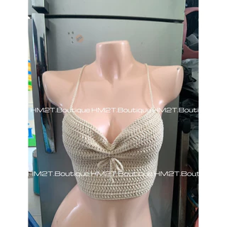 Áo len croptop handmade len 2 dây rút ngực nhiều màu sexy