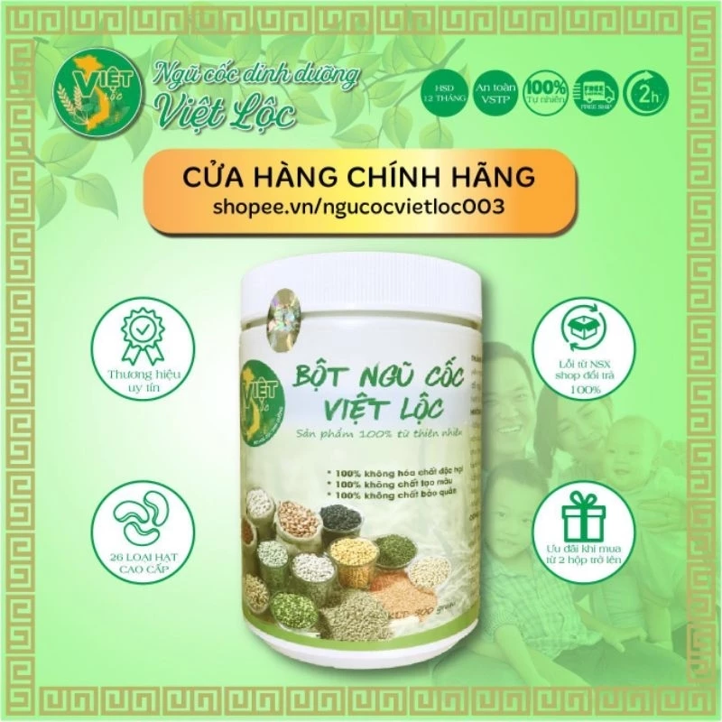 Ngũ cốc lợi sữa- bà bầu Việt Lộc (combo 2 hộp date mới )