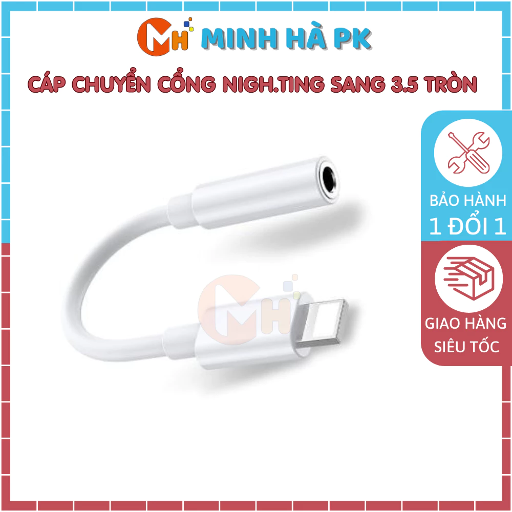 Cáp jack chuyển đổi sang cổng tai nghe 3.5mm kết nối bluetooth dành cho điện thoại ip