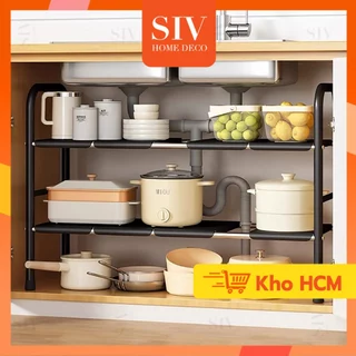 SIV Kệ Gầm Bếp Để Xoong Nồi Chảo Dưới Gầm Bồn Rửa, Kệ Để Đồ Nhà Bếp Đa Năng Tiện Lợi Khung Inox