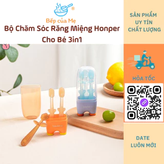 Bộ rơ lưỡi làm sạch nướu cho bé từ 6 tháng Honper, bộ bàn chải silicone làm sạch răng miệng cho bé , Shop Bếp Của Mẹ