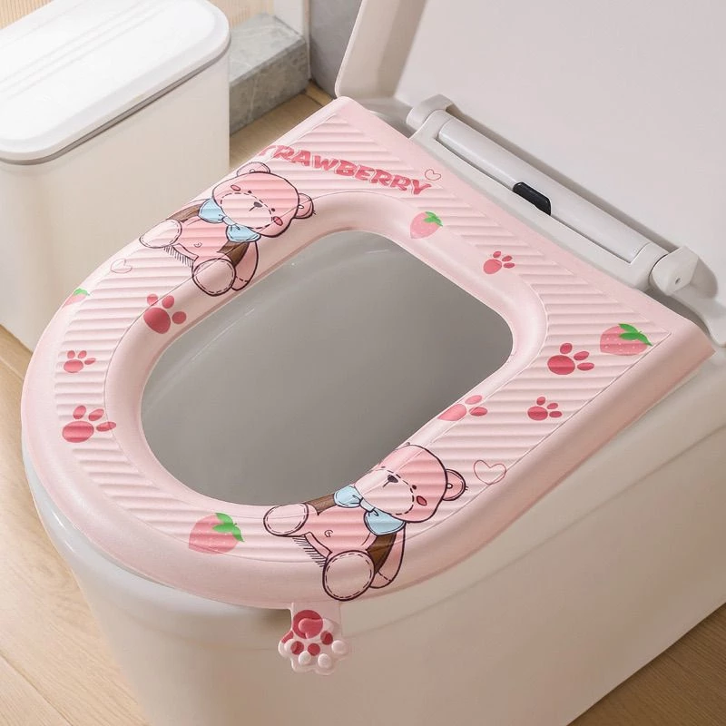 miếng lót bồn cầu bằng xốp,Đệm lót bồn cầu giữ ấm chống vi khuẩn bằng EVA chống thấm in họa tiết xinh xắn