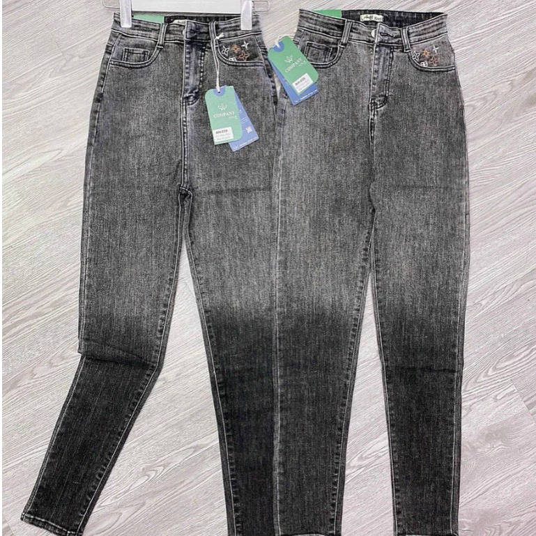 Quần jean nữ co giãn, quần bò lưng cao 9 tấc dáng ôm body cạp cao nhiều mẫu Bi_shop 173 ms612