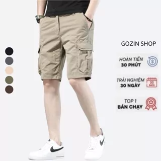 Quần short nam kaki túi hộp GOZIN SHOP chất vải kaki cotton co giãn mềm mịn thoáng mát phom rộng -JA02