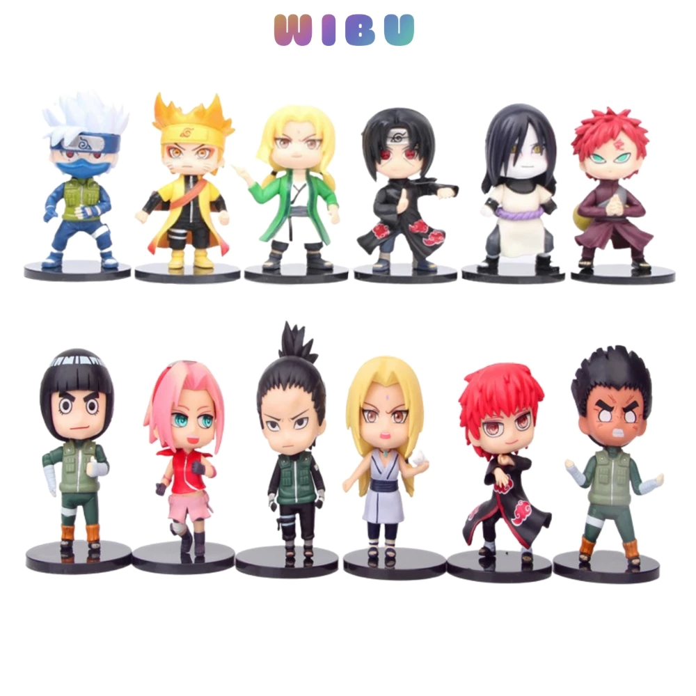 Mô hình Naruto chibi bán lẻ 12 nhân vật Naruto Sakura Gaara Shikamaru Itachi Kakashi Lee Orochimaru Tsunade...