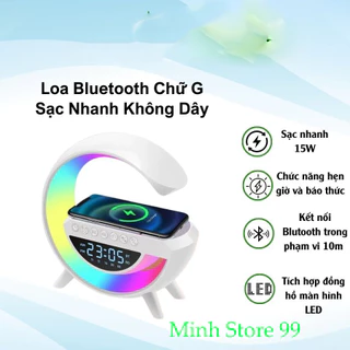 [Loa chữ G] Loa Bluetooth Chữ G Chữ Q Kết Hợp Màn Hình Đồng Hồ, Đèn LED Thông Minh Âm Thạnh Sống Động