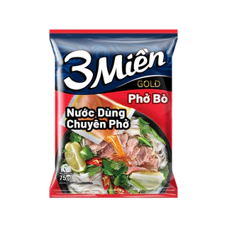 Combo 10 Gói Phở 3 Miền Gold Nước Dùng Chuyên Phở 2 Vị: Phở Bò, Phở Gầ - Gói 75gr